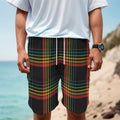Rainbow Tartan Pattern Print Men's Cargo Shorts
