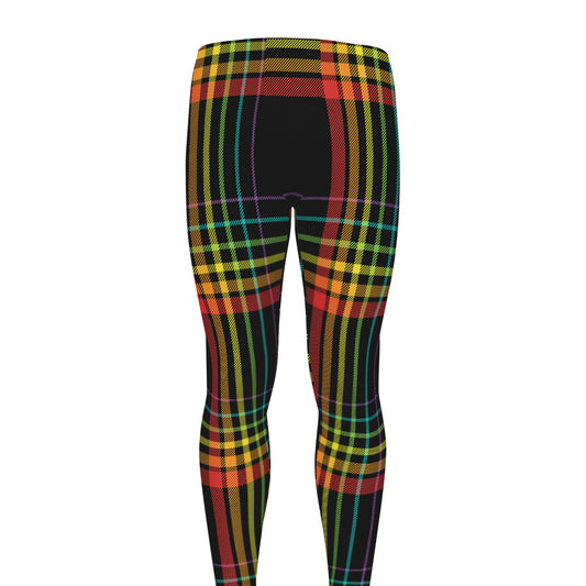Rainbow Tartan Pattern Print Men's leggings