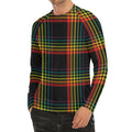 Rainbow Tartan Pattern Print Men's Long Sleeve Rash Guard