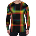Rainbow Tartan Pattern Print Men's Long Sleeve T-Shirt