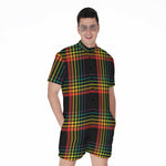 Rainbow Tartan Pattern Print Men's Rompers