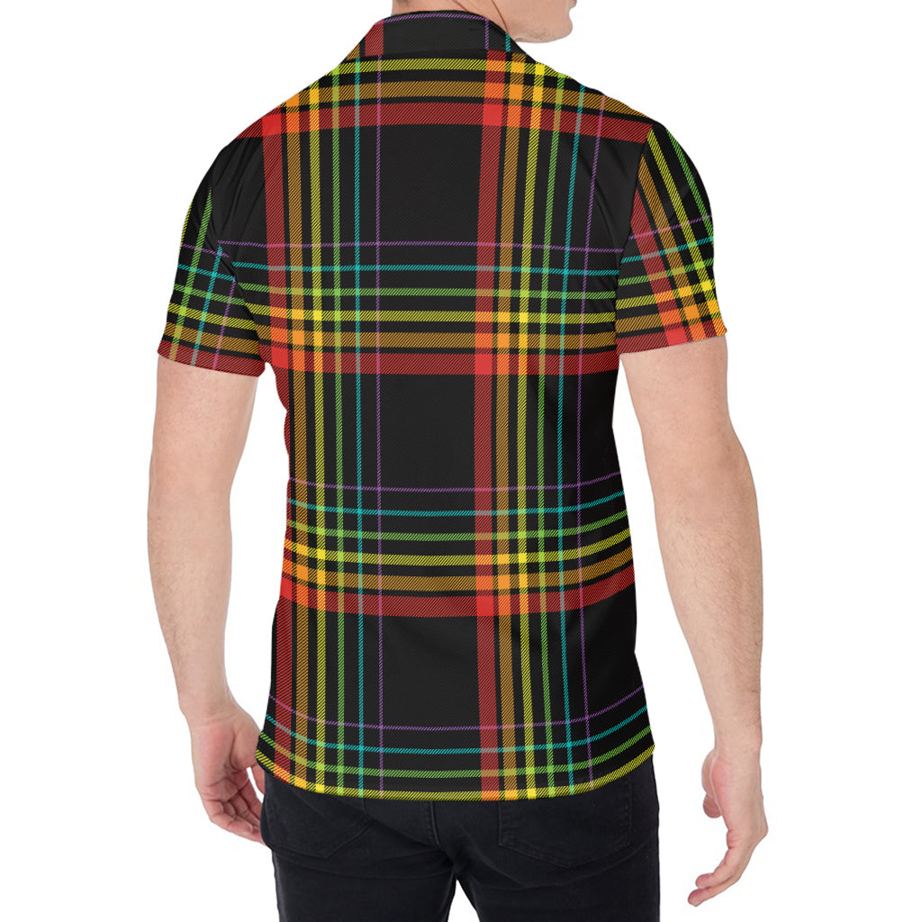 Rainbow Tartan Pattern Print Men's Shirt