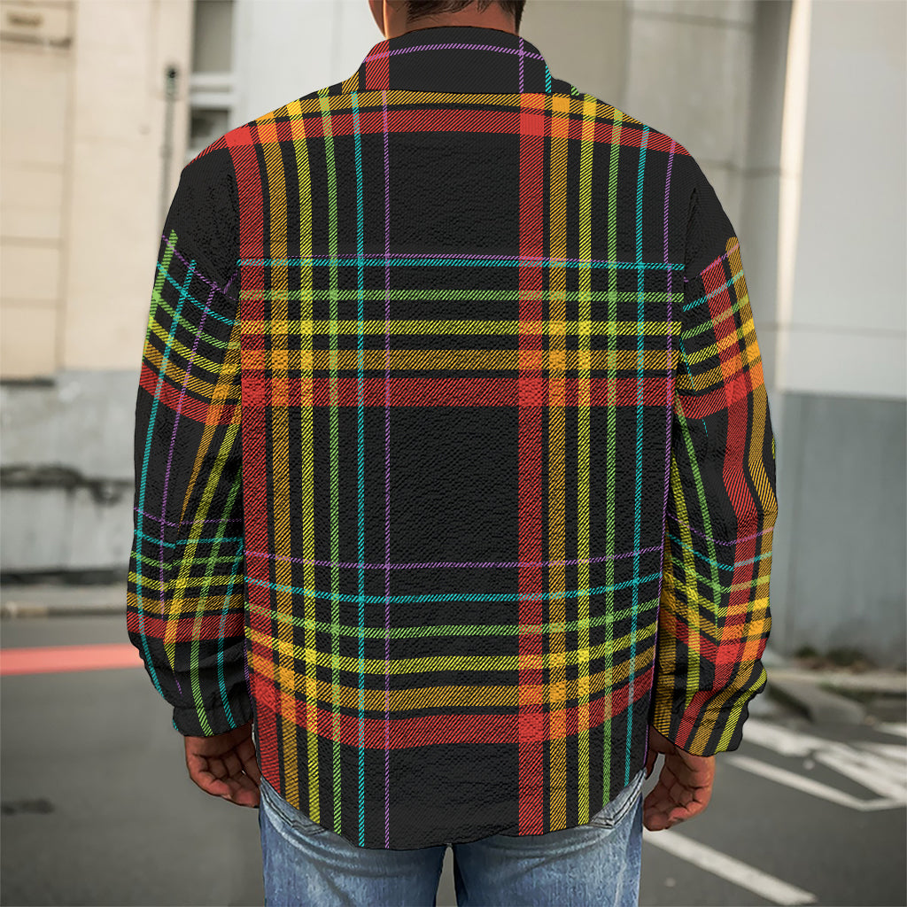 Rainbow Tartan Pattern Print Men's Shirt Jacket