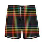 Rainbow Tartan Pattern Print Men's Sports Shorts