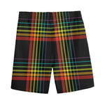 Rainbow Tartan Pattern Print Men's Sports Shorts