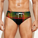 Rainbow Tartan Pattern Print Men's Swim Briefs