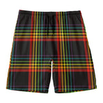 Rainbow Tartan Pattern Print Men's Swim Trunks
