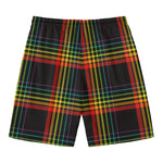 Rainbow Tartan Pattern Print Men's Swim Trunks