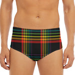 Rainbow Tartan Pattern Print Men's Triangle Swim Briefs