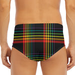 Rainbow Tartan Pattern Print Men's Triangle Swim Briefs