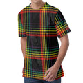 Rainbow Tartan Pattern Print Men's Velvet T-Shirt