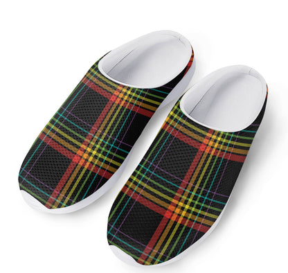 Rainbow Tartan Pattern Print Mesh Casual Shoes