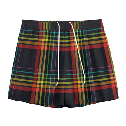 Rainbow Tartan Pattern Print Mesh Shorts