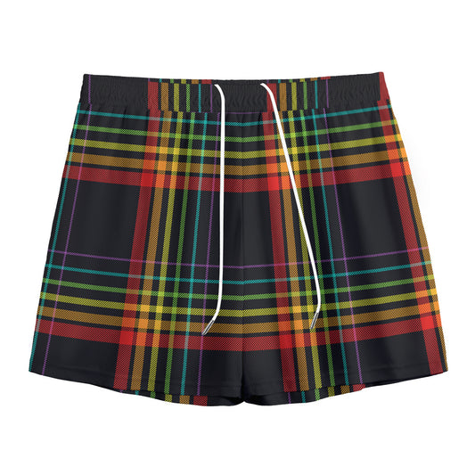 Rainbow Tartan Pattern Print Mesh Shorts