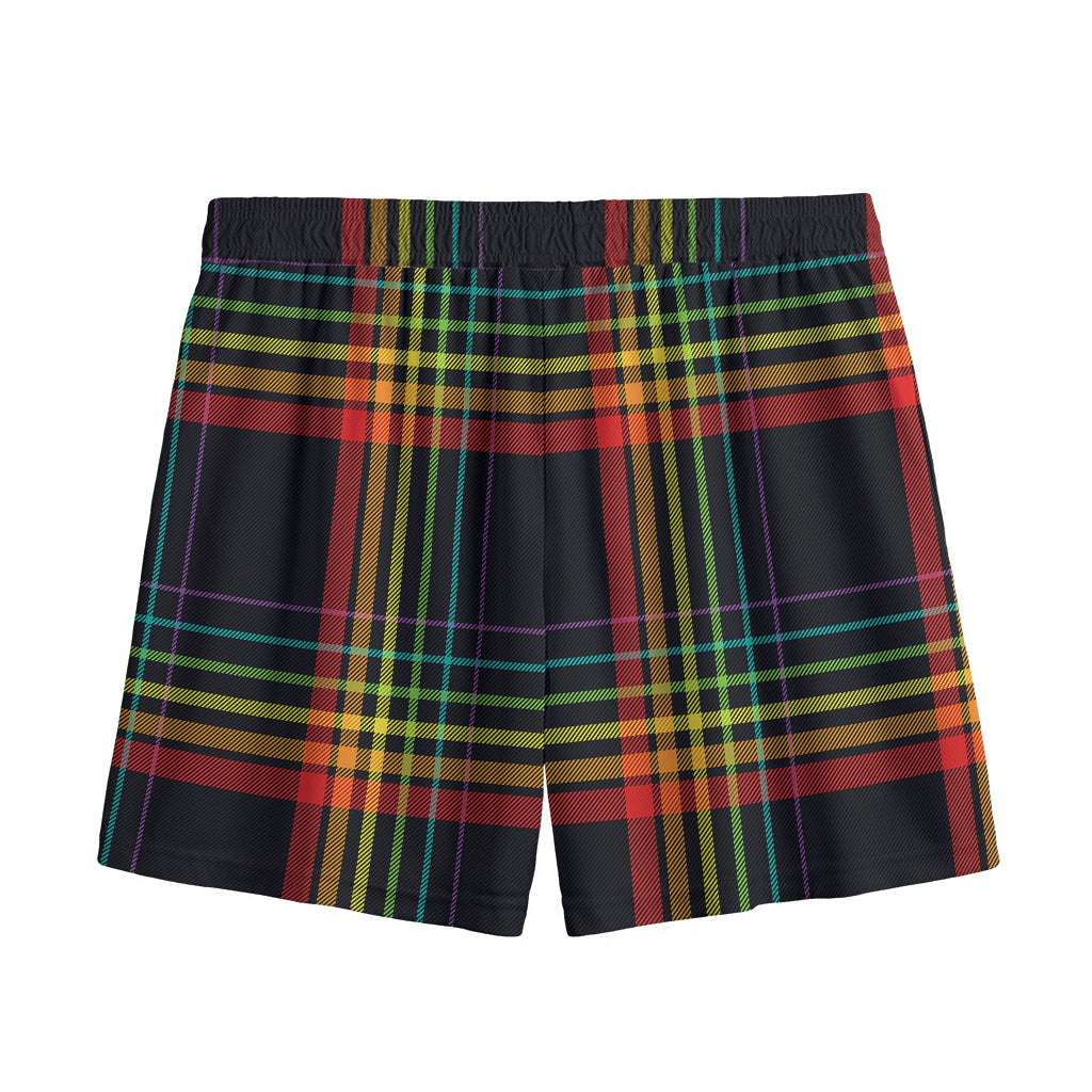 Rainbow Tartan Pattern Print Mesh Shorts