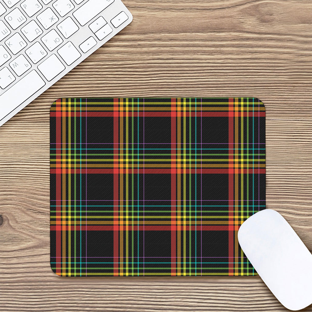 Rainbow Tartan Pattern Print Mouse Pad