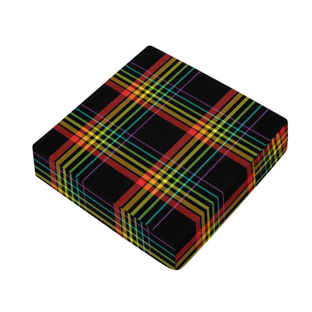 Rainbow Tartan Pattern Print Outdoor Seat Cushion Cover