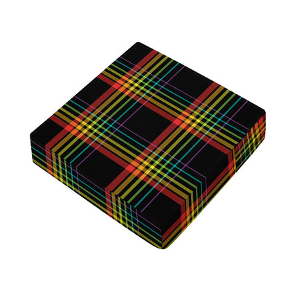 Rainbow Tartan Pattern Print Outdoor Seat Cushion Cover