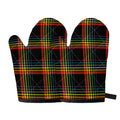 Rainbow Tartan Pattern Print Oven Mitts