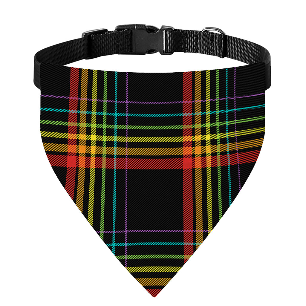 Rainbow Tartan Pattern Print Over The Collar Dog Bandana