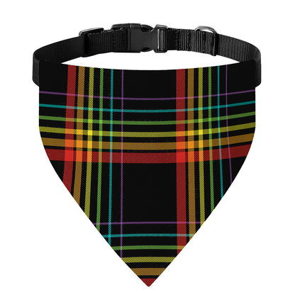 Rainbow Tartan Pattern Print Over The Collar Dog Bandana