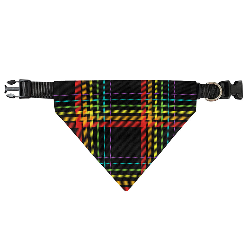Rainbow Tartan Pattern Print Over The Collar Dog Bandana
