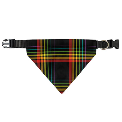 Rainbow Tartan Pattern Print Over The Collar Dog Bandana