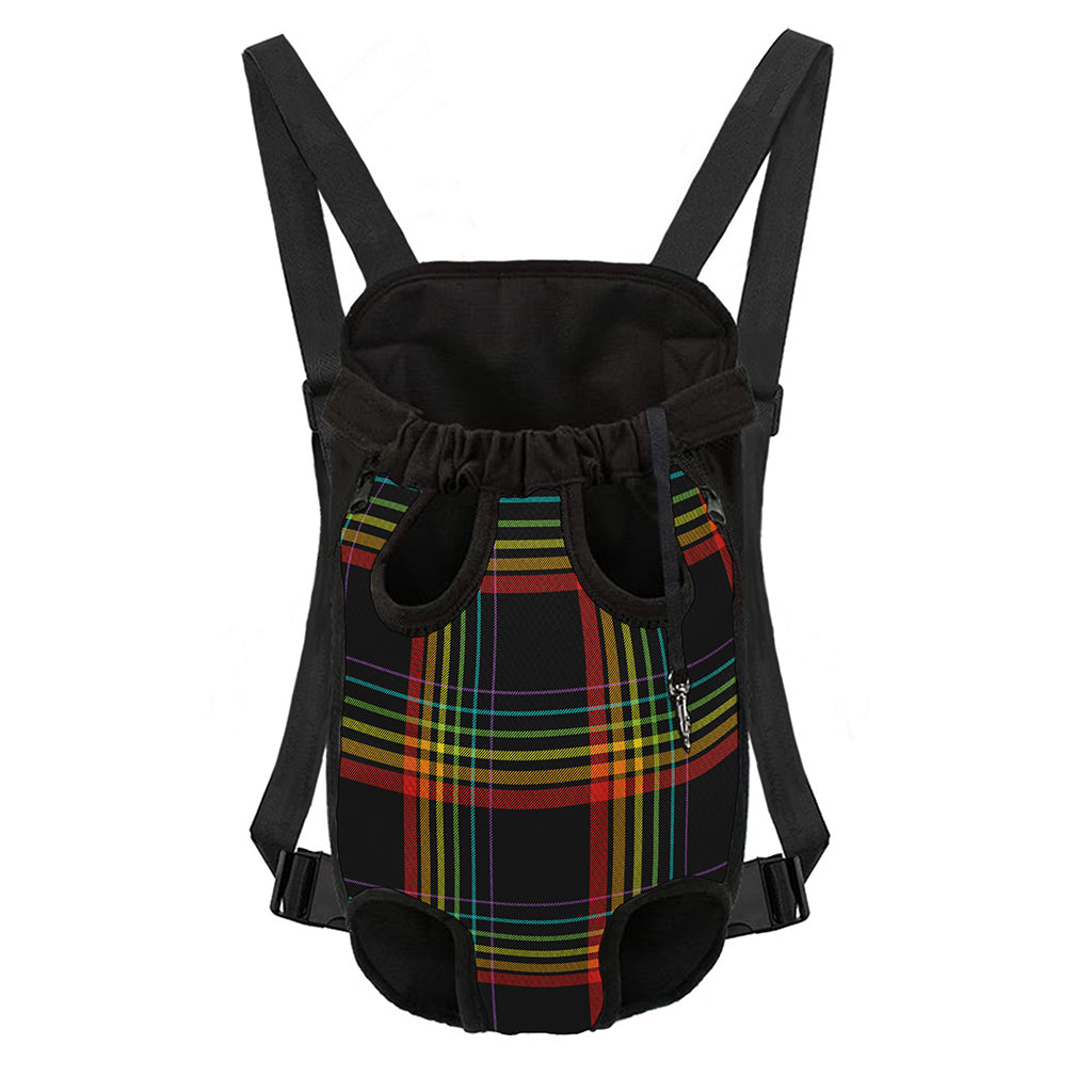 Rainbow Tartan Pattern Print Pet Carrier Backpack