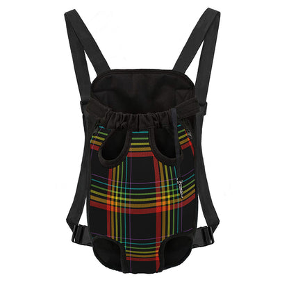 Rainbow Tartan Pattern Print Pet Carrier Backpack