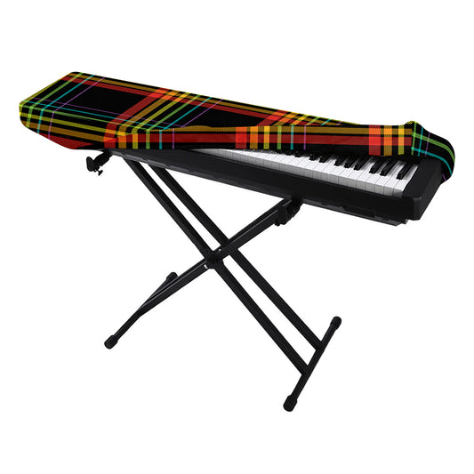Rainbow Tartan Pattern Print Piano Keyboard Cover