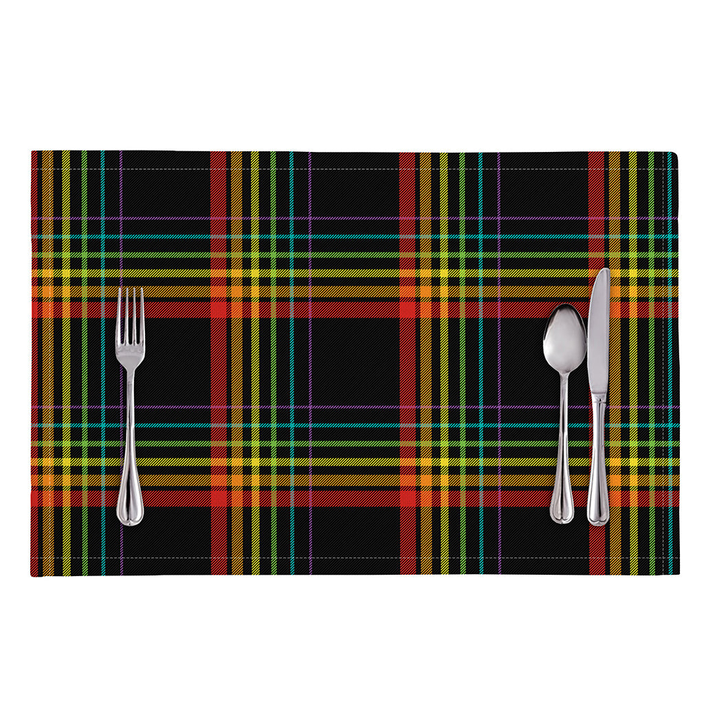 Rainbow Tartan Pattern Print Placemat