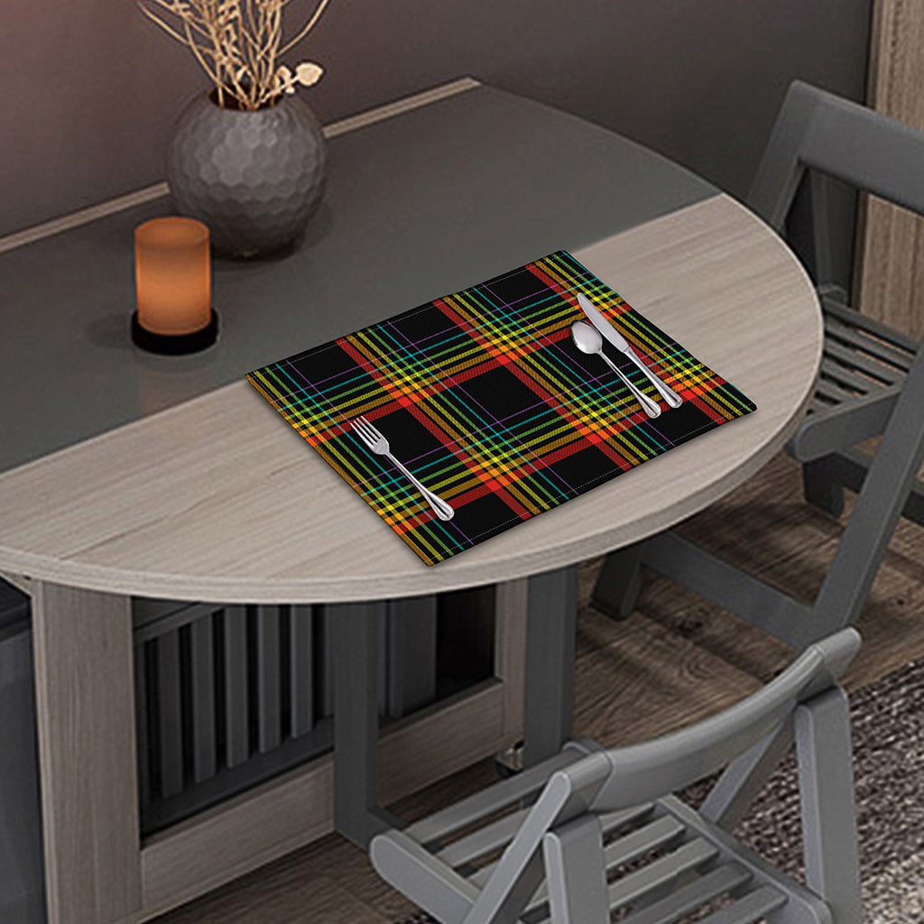 Rainbow Tartan Pattern Print Placemat