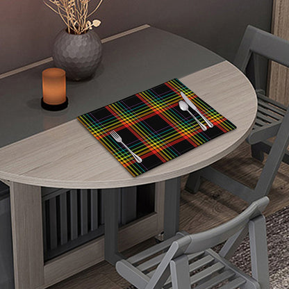 Rainbow Tartan Pattern Print Placemat