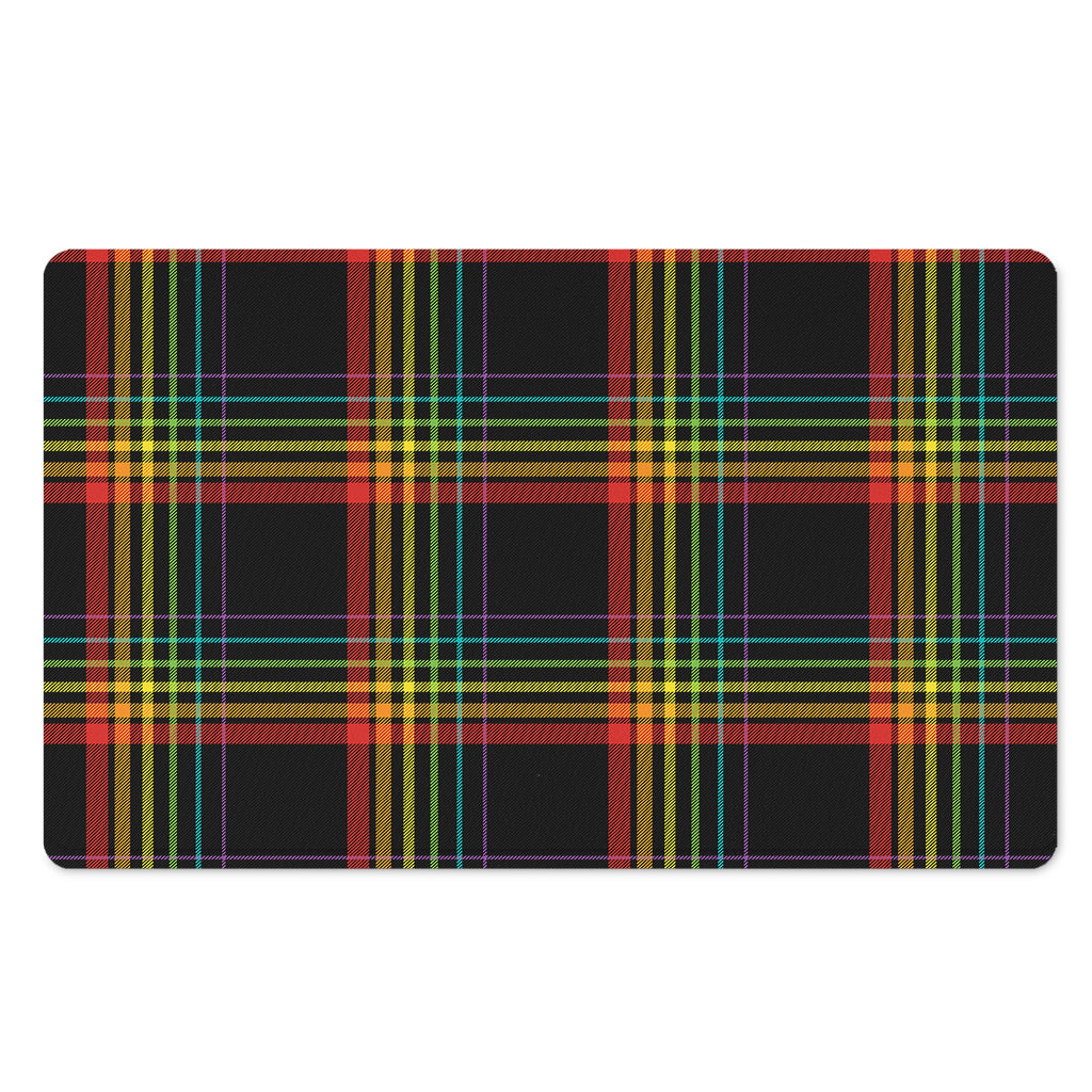 Rainbow Tartan Pattern Print Polyester Doormat