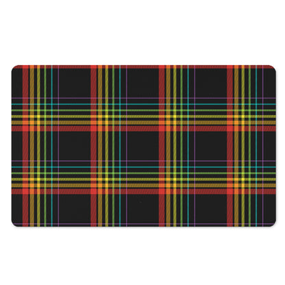 Rainbow Tartan Pattern Print Polyester Doormat
