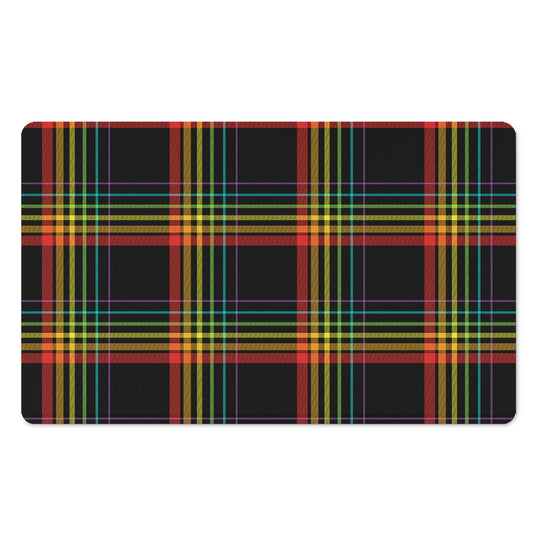 Rainbow Tartan Pattern Print Polyester Doormat