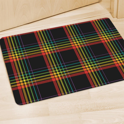Rainbow Tartan Pattern Print Polyester Doormat