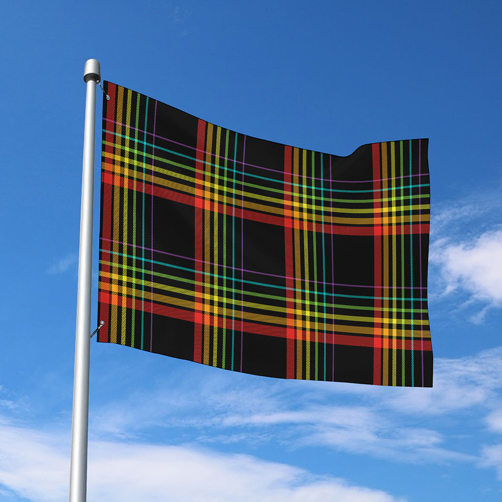 Rainbow Tartan Pattern Print Polyester Flag