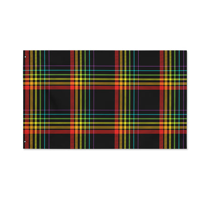 Rainbow Tartan Pattern Print Polyester Flag