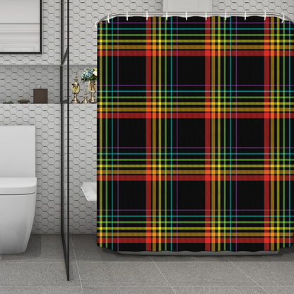 Rainbow Tartan Pattern Print Polyester Shower Curtain