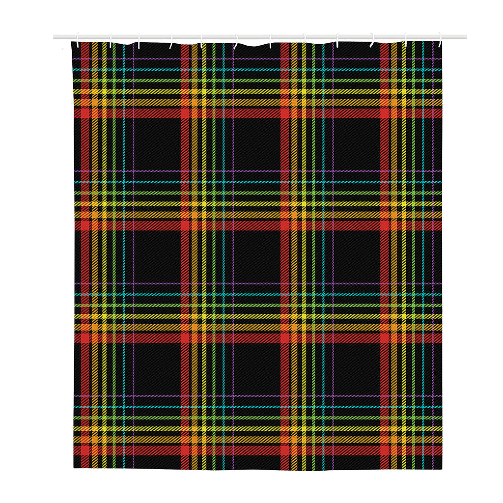 Rainbow Tartan Pattern Print Polyester Shower Curtain