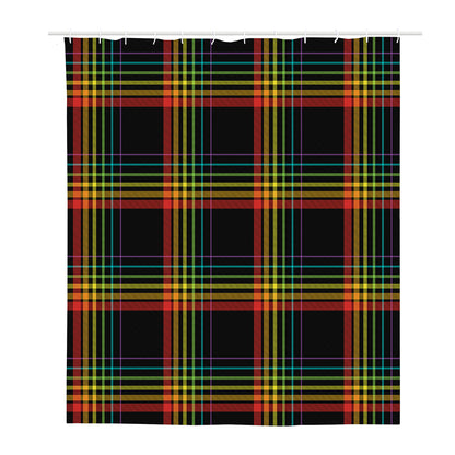 Rainbow Tartan Pattern Print Polyester Shower Curtain