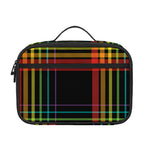 Rainbow Tartan Pattern Print Portable Lunch Bag