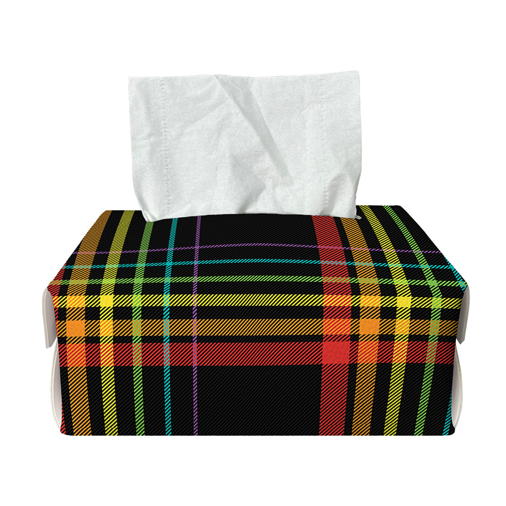 Rainbow Tartan Pattern Print Rectangle Tissue Box Cover
