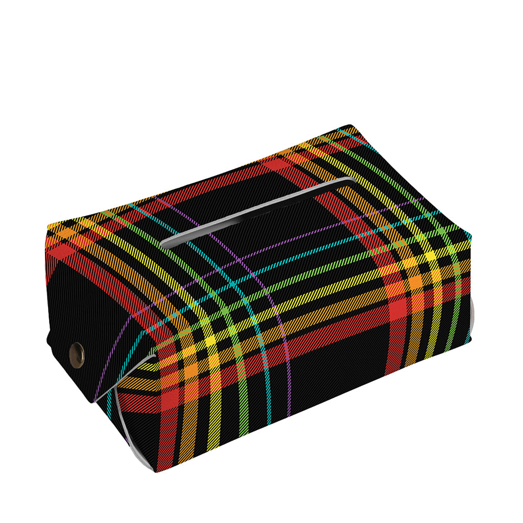 Rainbow Tartan Pattern Print Rectangle Tissue Box Cover