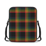 Rainbow Tartan Pattern Print Rectangular Crossbody Bag