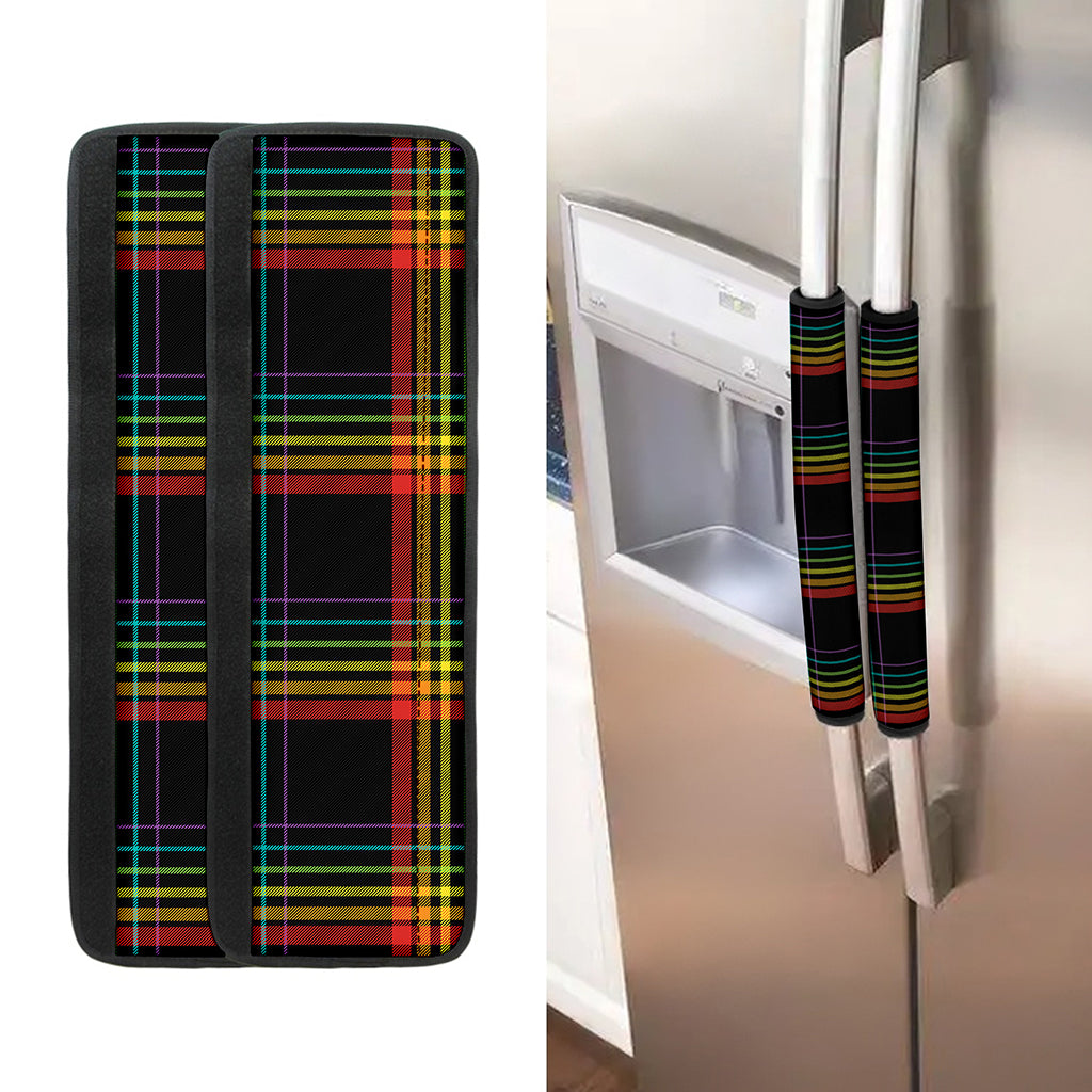 Rainbow Tartan Pattern Print Refrigerator Handle Covers