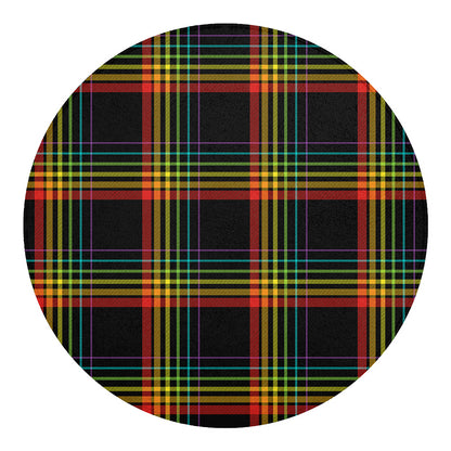 Rainbow Tartan Pattern Print Round Blanket