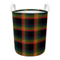 Rainbow Tartan Pattern Print Round Laundry Basket