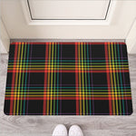 Rainbow Tartan Pattern Print Rubber Doormat